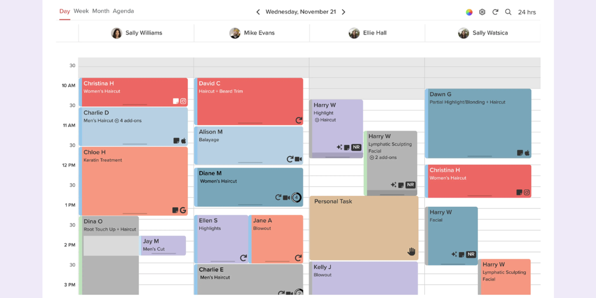 screenshot of Vagaro booking system